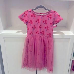 Hanna Andersson Print Pink Dress with Tulle Skirt